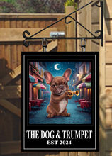 Load image into Gallery viewer, The Dog and Trumpet Swinging Custom made Hanging Pub and Bar Sign Various size