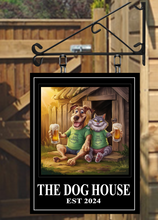 Load image into Gallery viewer, The Dog House Friends 1 Personalised Swinging Custom made Hanging Pub and Bar Sign Various sizes