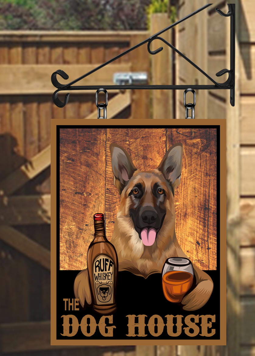 The Dog House Various Breeds Personalised Swinging Custom made Hanging Pub and Bar Sign Various sizes