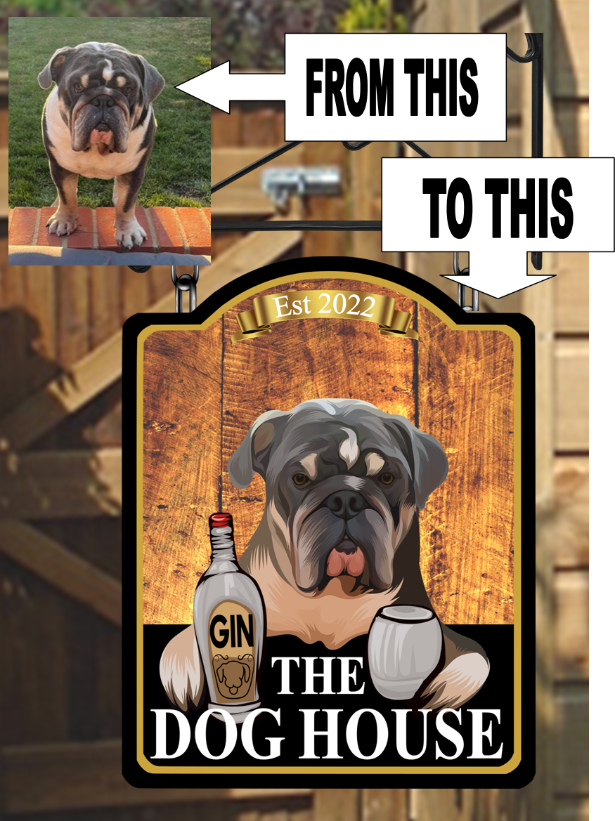 The Dog house Own Image Dome Top Swinging Custom made Hanging Pub and Bar Sign Various sizes