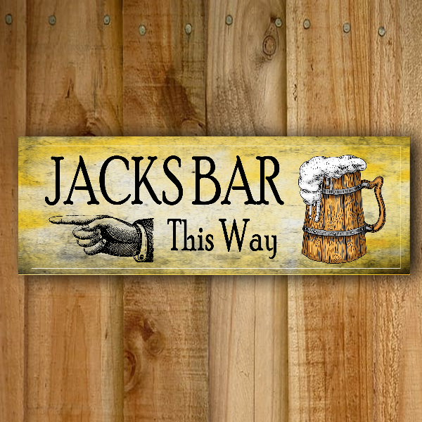 Your bar this way wall mounted signs customised heavy duty metal 40cm x 12cm