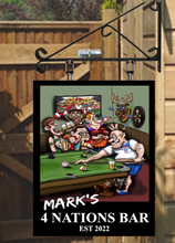 Load image into Gallery viewer, The Sports Bar 4 nations custom made Hanging Pub and Bar Sign Various sizes

