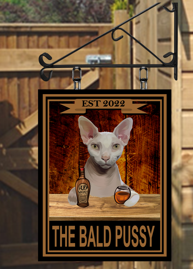 The Bald Pussy custom made Hanging Pub and Bar Sign Various sizes