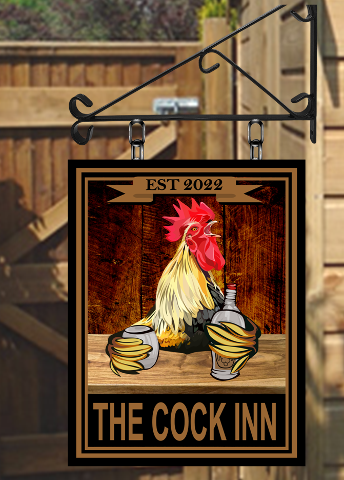 The Cock Inn Swinging Custom made Hanging Pub and Bar Sign Various sizes