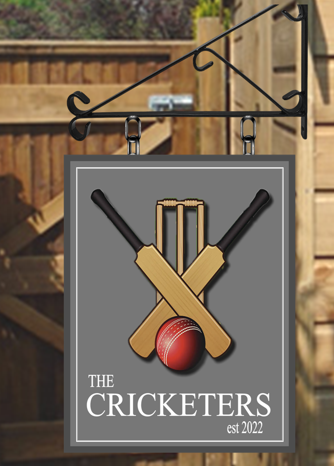 The Cricketers Personalised Swinging Custom made Hanging Pub and Bar Sign Various sizes