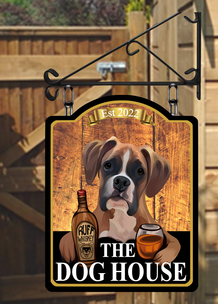 The Dog house Dome Top Swinging Custom made Hanging Pub and Bar Sign Various sizes