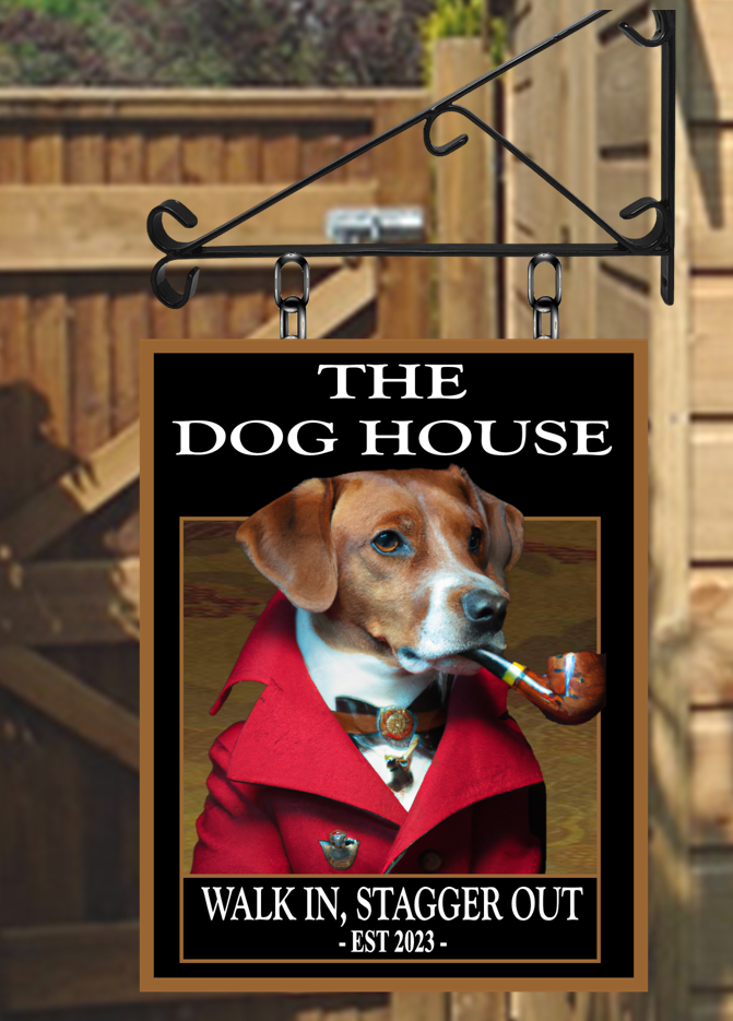 The Dapper Dog House Pipe Personalised Swinging Custom made Hanging Pub and Bar Sign Various sizes