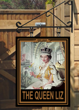 Load image into Gallery viewer, The Queen Elizabeth personalised Swinging Custom made Hanging Pub and Bar Sign Various sizes