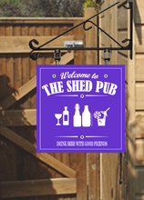 Load image into Gallery viewer, Square shaped Siluette Bar Personalised Swinging Custom made Hanging Pub and Bar Sign various sizes