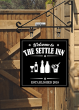 Load image into Gallery viewer, Square shaped Siluette Bar Personalised Swinging Custom made Hanging Pub and Bar Sign various sizes