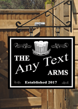 Load image into Gallery viewer, The All Black Design Personalised Swinging Custom made Hanging Pub and Bar Sign Various sizes