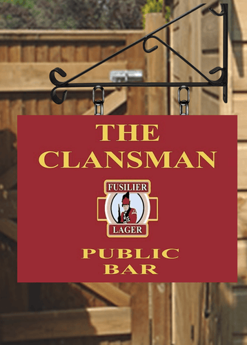 The Clansman Swinging Custom made Hanging Pub and Bar Sign Various sizes