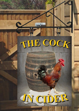 The Cock in Cider Personalised Swinging Custom made Hanging Pub and Bar Sign Various sizes