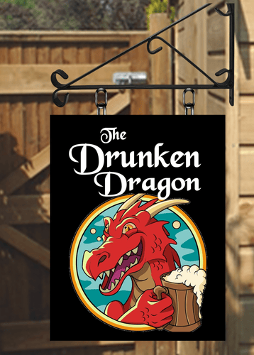 The Drunken Dragon Personalised Swinging Custom made Hanging Pub and Bar Sign Various sizes