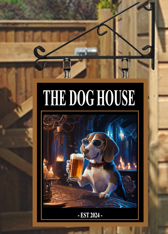 The Beagle Dog House Swinging Custom made Hanging Pub and Bar Sign Various sizes