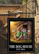 Load image into Gallery viewer, The Dog House Friends 1 Personalised Swinging Custom made Hanging Pub and Bar Sign Various sizes
