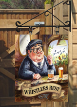 Load image into Gallery viewer, The Whistlers Rest Swinging Custom made Hanging Pub and Bar Sign Various size (Copy)
