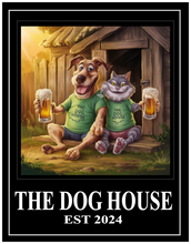 Load image into Gallery viewer, The Dog House Friends 1 Personalised Swinging Custom made Hanging Pub and Bar Sign Various sizes
