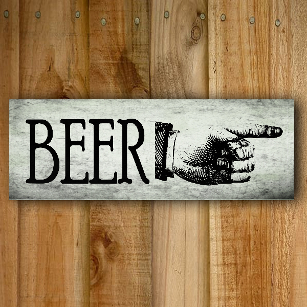 Beer Finger wall mounted signs customised heavy duty metal 40cm x 12cm