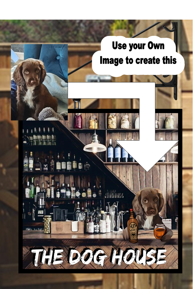 The Dog house own image square design Swinging Custom made Hanging Pub and Bar Sign Various sizes