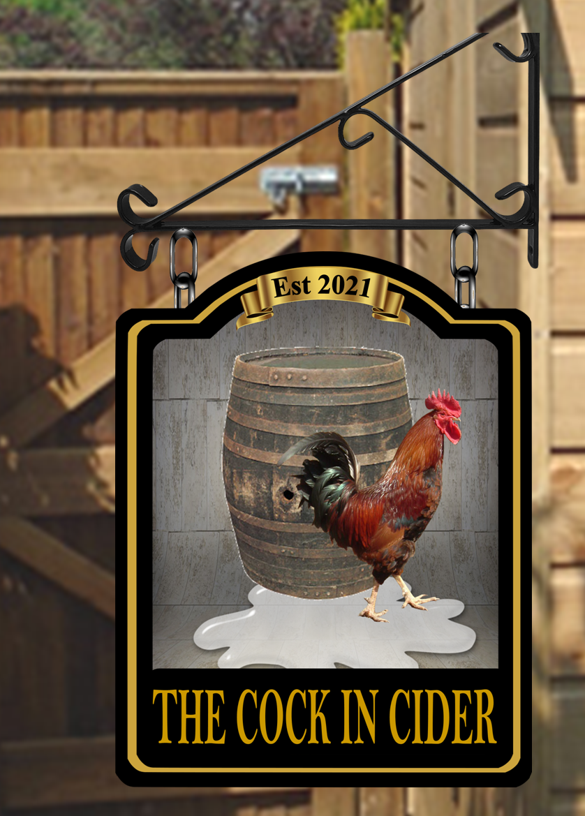 The Cock in Cider Dome Top Swinging Custom made Hanging Pub and Bar Sign Various sizes