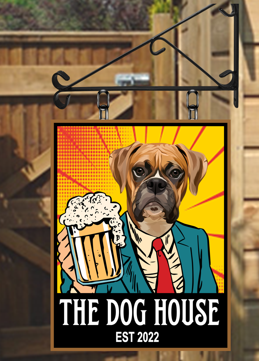 The Dog House Pint Personalised Swinging Custom made Hanging Pub and Bar Sign Various sizes