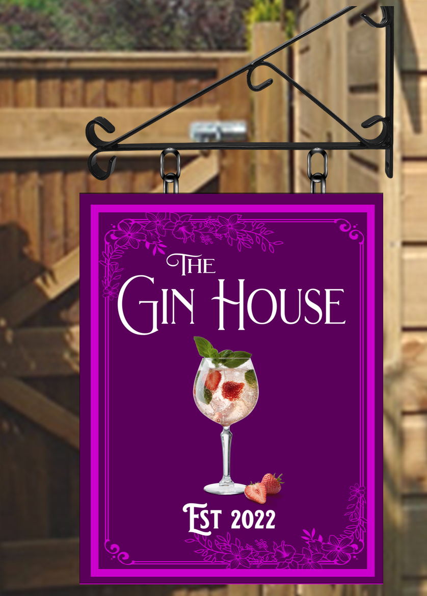 The Gin Bar personalised Swinging Custom made Hanging Pub and Bar Sign Various sizes