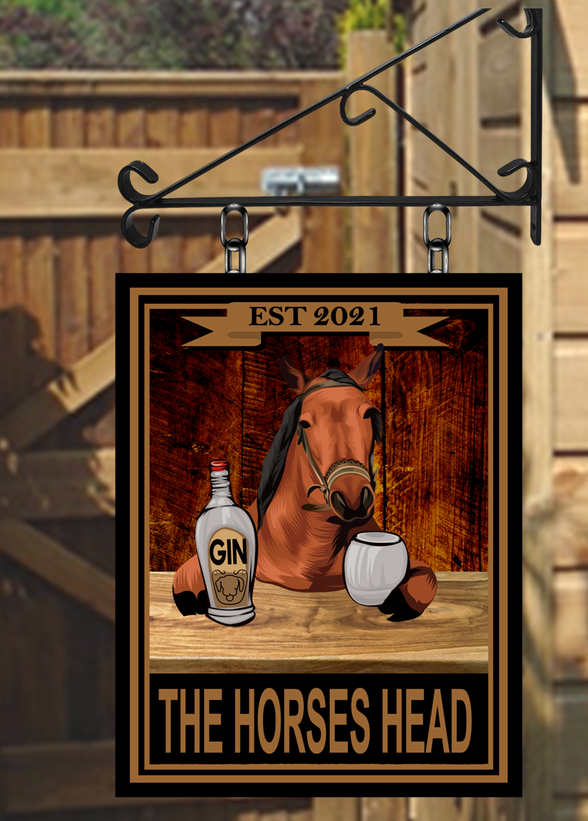 The Horses Head Swinging Custom made Hanging Pub and Bar Sign Various sizes