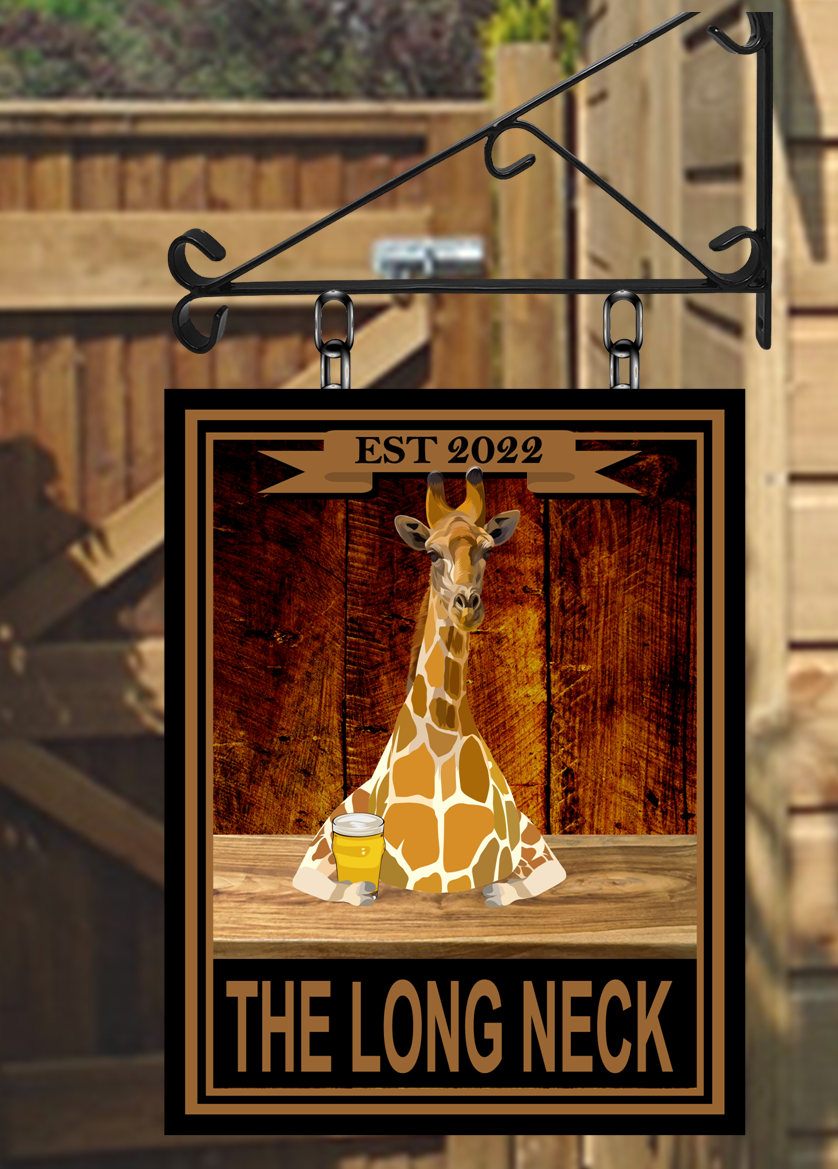 The Long Neck Personalised Swinging Custom made Hanging Pub and Bar Sign Various sizes