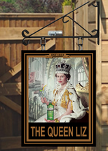 Load image into Gallery viewer, The Queen Elizabeth personalised Swinging Custom made Hanging Pub and Bar Sign Various sizes
