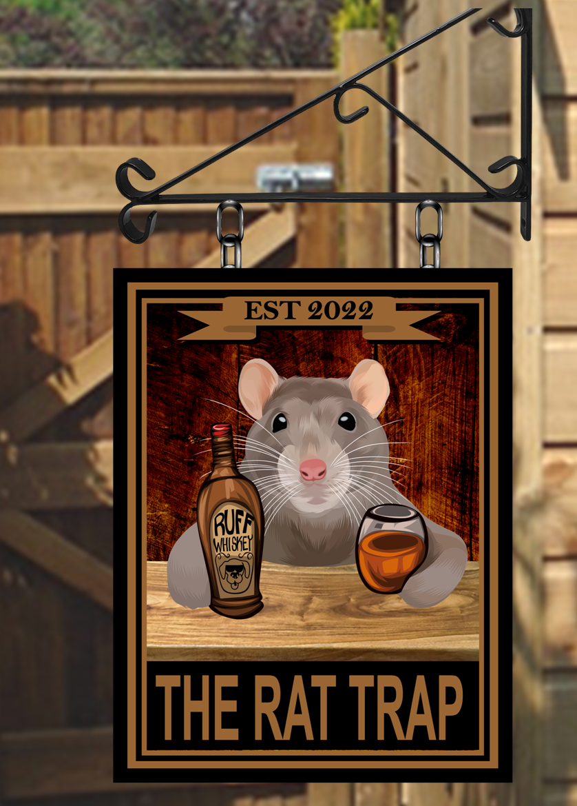 The Rat Trap Personalised Swinging Custom made Hanging Pub and Bar Sign Various sizes