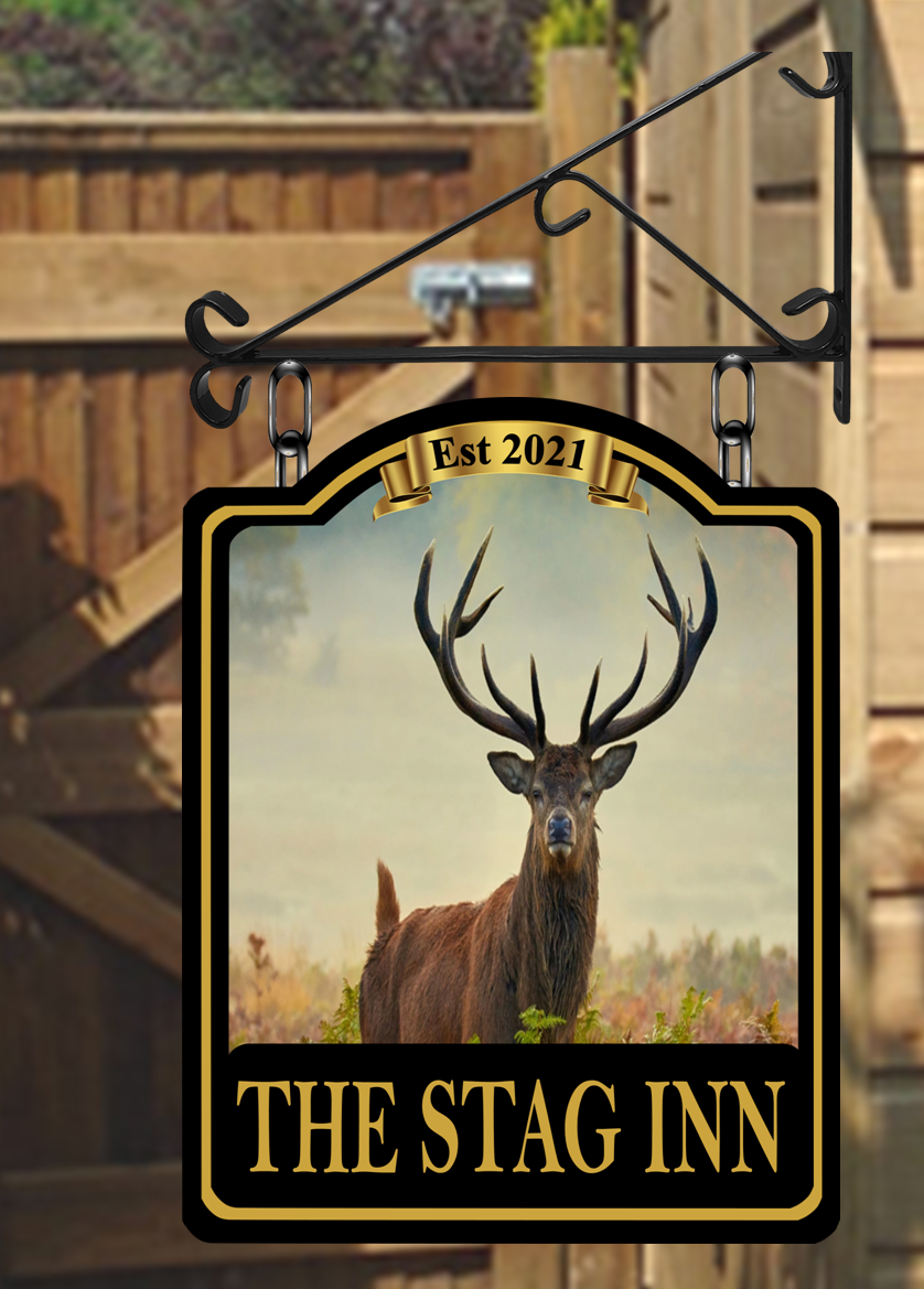 The Stag Inn Dome Top Swinging Custom made Hanging Pub and Bar Sign Various sizes