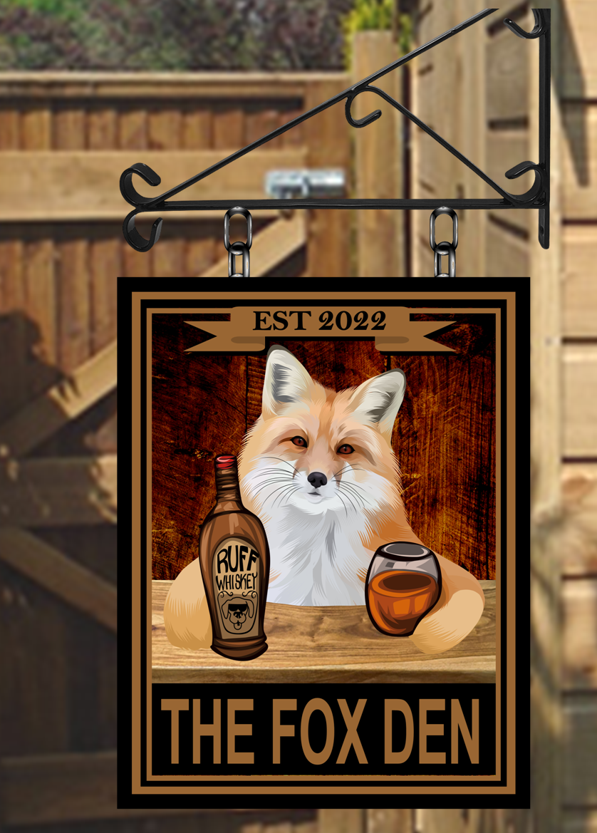 The Fox den Personalised Swinging Custom made – BarSigns UK