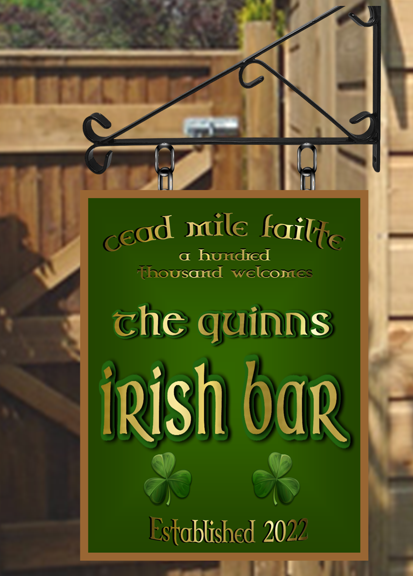 The Irish Theme Bar personalised Swinging Custom made Hanging Pub and Bar Sign Various sizes