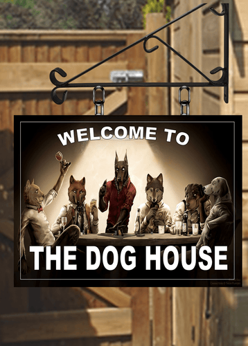 Dog House Cards Swinging Sign