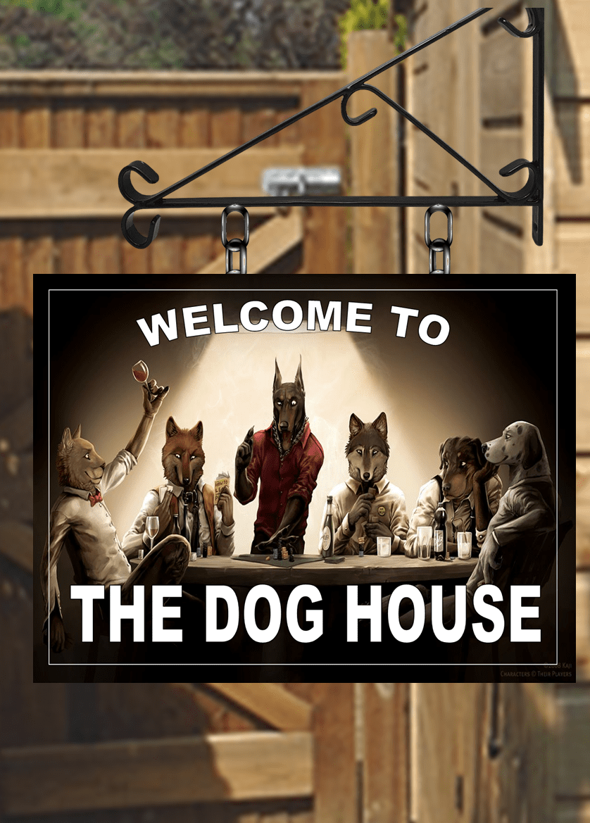 Dog House Cards Swinging Sign