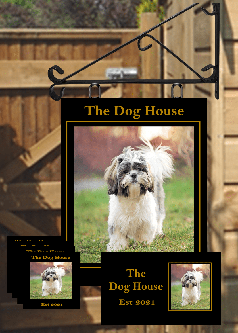 Fully Personalised Dog House Custom made Hanging Bar Sign 35cm x 28cm multi buy