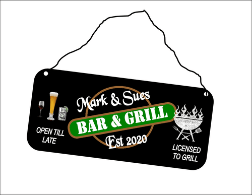 Hanging Personalised Bar Sign Garden BBQ Alcohol Man Cave Backyard Plaque pub