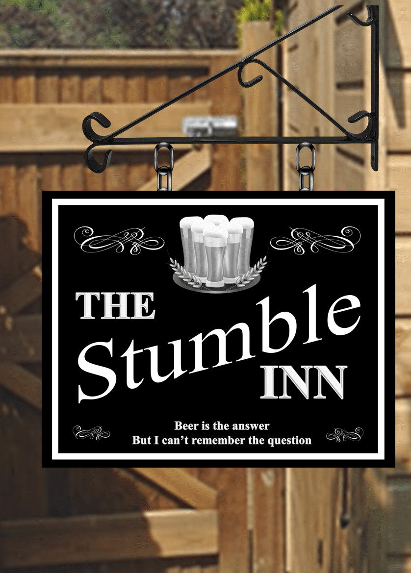The All Black Design Personalised Swinging Custom made Hanging Pub and Bar Sign Various sizes