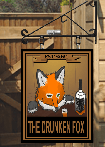 The Drunken Fox Personalised Swinging Custom made Hanging Pub and Bar Sign Various sizes