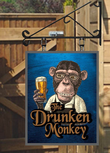 The Drunken Monkey Personalised Swinging Custom made Hanging Pub and Bar Sign Various sizes