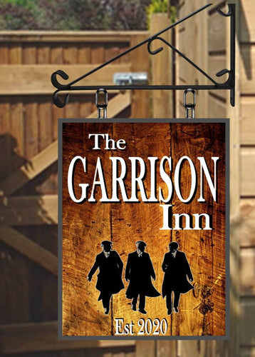 The Garrison Personalised Swinging Custom made Hanging Pub and Bar Sign Various sizes