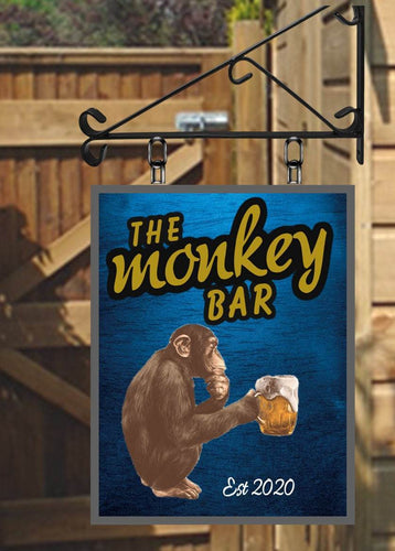 The Monkey Bar Personalised Swinging Custom made Hanging Pub and Bar Sign Various sizes