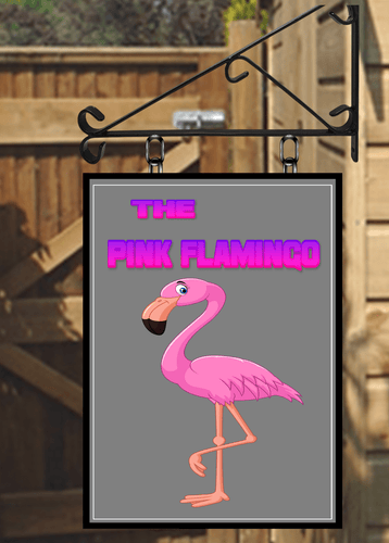 The Pink Flamingo Personalised Swinging Custom made Hanging Pub and Bar Sign Various sizes