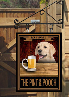 The Pint & Pooch  Personalised Swinging Custom made Hanging Pub and Bar Sign Various sizes
