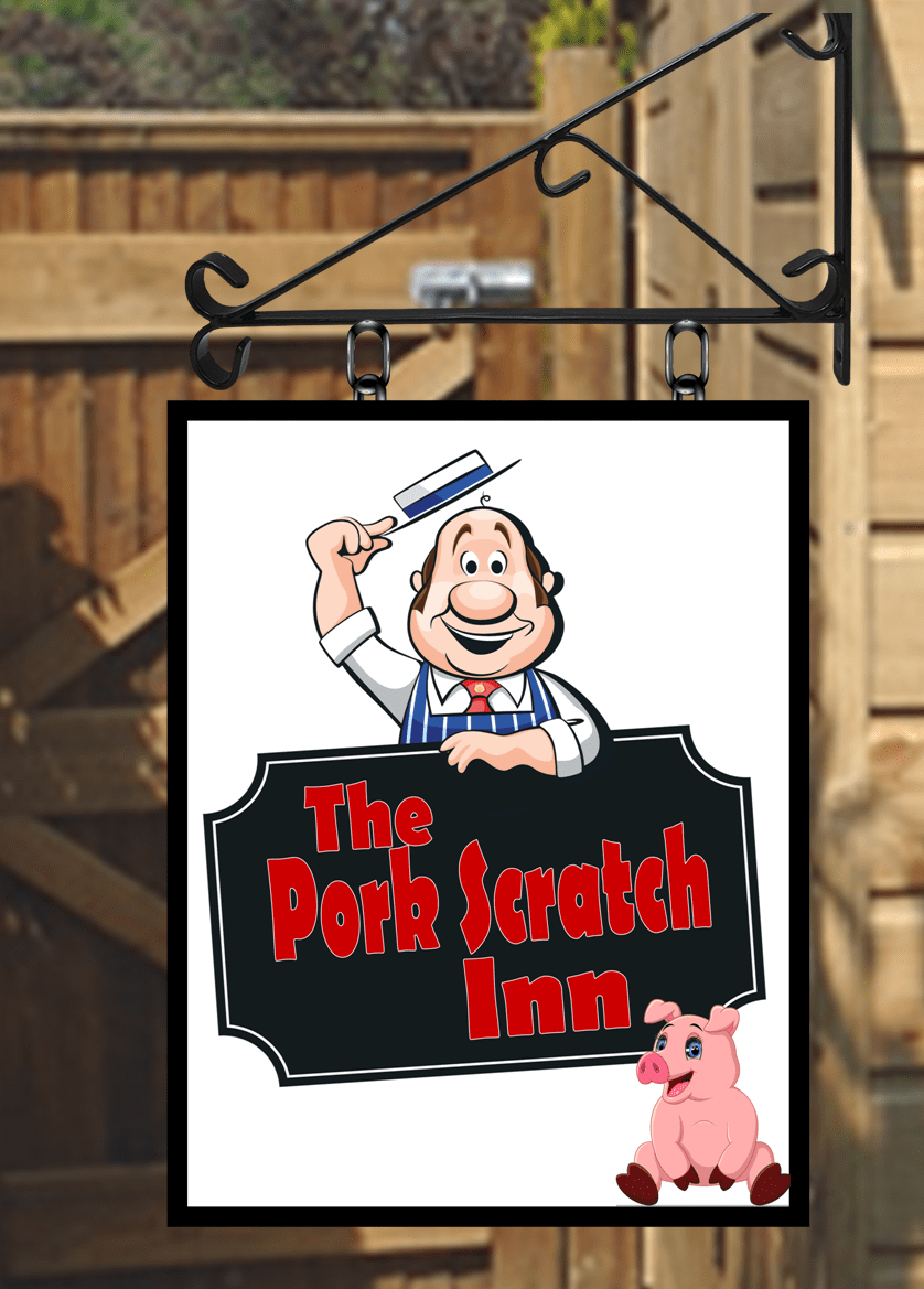 The Pork scratch Inn funny Swinging Custom made Hanging Pub and Bar Sign Various sizes