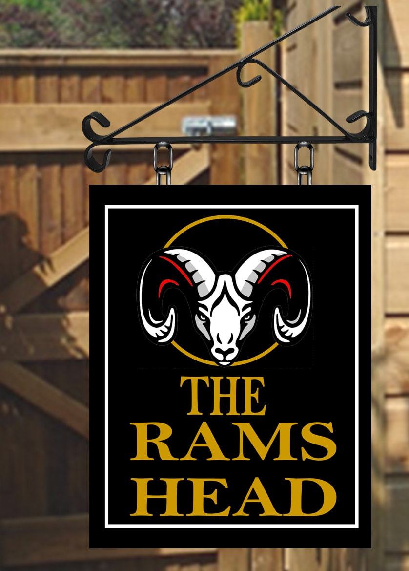 The Rams Head Personalised Swinging Custom made Hanging Pub and Bar Sign Various sizes