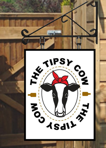 The Tipsy Cow Personalised Swinging Custom made Hanging Pub and Bar Sign Various sizes