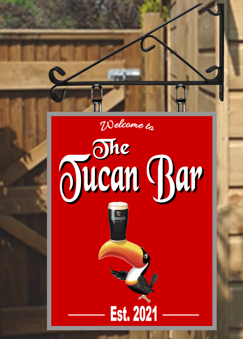 The Tucan Bar guinness Personalised Swinging Custom made Hanging Pub and Bar Sign Various sizes
